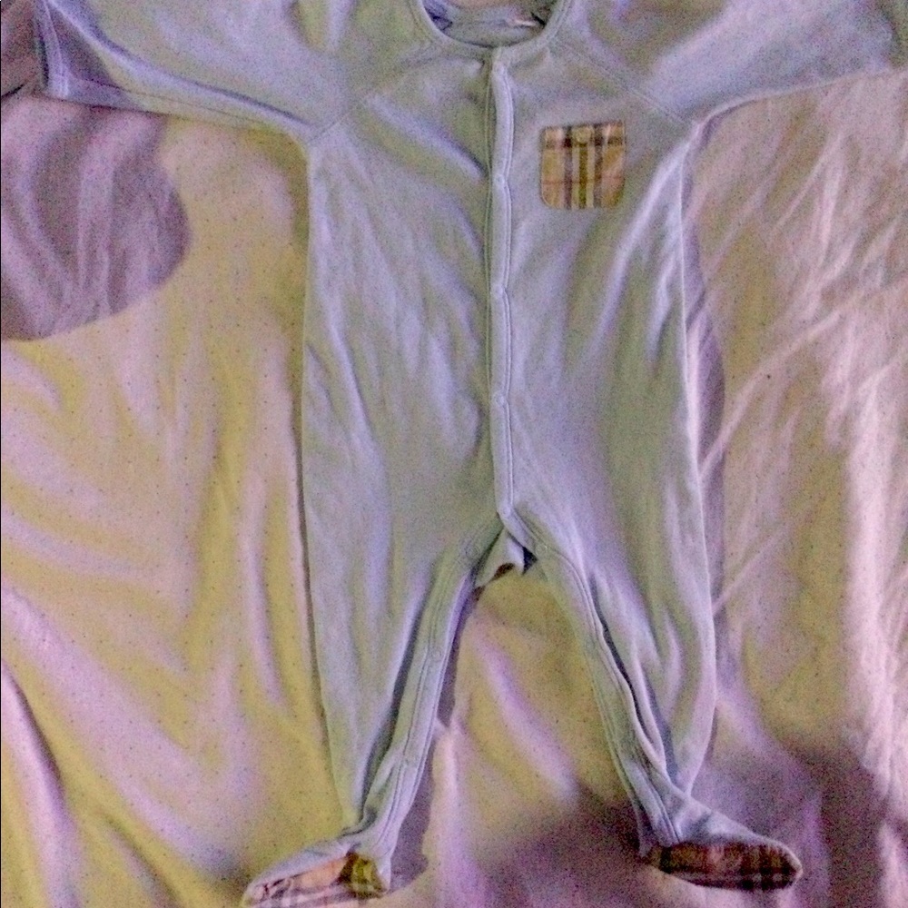 Burberry baby blue footed sleeper footie 3 months